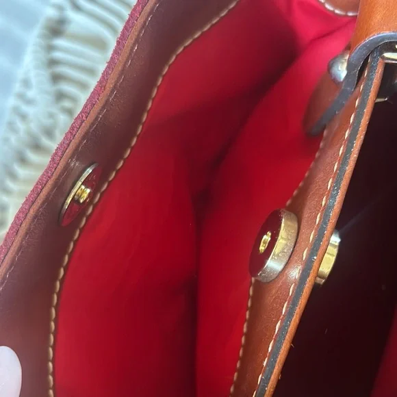 Dooney & Bourke Red Satchel with Leather Trim - Picture 5 of 16
